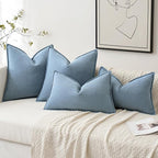 MIULEE Pack of 2 Light Blue Decorative Pillow Covers 22x22 Inch Soft Chenille Luxurious Couch Throw Pillows Farmhouse Cushion Covers Euro Shams Elegant Design for Sofa Bed Living Room Spring Decor