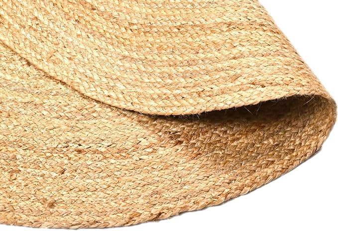 Jute Braided Area Rug, 6 feet Round, Stain Resistance Artisan-Crafted Natural Boho Area Rug,Tailored for Entryways, Living Room, Bedroom, Farmhouse Vintage Interiors, Reversible Design