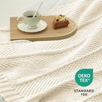 Amélie Home Chevron Chenille Knit Throw Blanket for Couch, Cozy Texture Decorative Soft Blanket for Sofa & Chair, 60"x80", Ivory