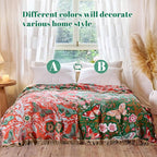 MSGKV Boho Throw Blanket for Bed 60"x80" Butterfly Floral 100% Cotton Couch Blanket Spring Breathable Lightweight Farmhouse Twin Size Blankets for Sofa Home Decor Muslin All Seasons