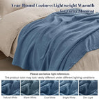 PHF 100% Cotton Muslin Throw XL Blanket Large 50" x 70", 4-Layer Lightweight Gauze Throw, Breathable Cloud-Soft Minimalist Blanket for Bed, Couch, Camping & Baby, Denim Blue, Ideal Gift