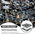 JSD Black Paisley Floral Quilt Set Full Queen, 3 Piece Printed Bedspreads Coverlet with Pillow Sham, Soft Microfiber Quilted Blanket