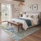 GENIMO 5X7 Washable Modern Area Rugs for Living Room, Non-Slip Low Pile Chenille Print Rug, Soft Rugs for Bedroom Dining Room Home Office, Sage Mist
