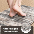 KIMODE Anti Fatigue Kitchen Mats for Floor 2 Piece, 17"x47"+17"x29" Farmhouse Plaid Kitchen Rugs Non Slip, Waterproof Kitchen Floor Mats for Kitchen Floor Sink Laundry Desk Decor Black Grey