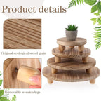 Sintuff 4 Pack Mini Wooden Plant Stool Display Wood Cake Stand 12/10/8/6 Inch Round Plant Risers Holder for Flower Pot Wooden Stool Indoor Outdoor Wood Stand(Beige)