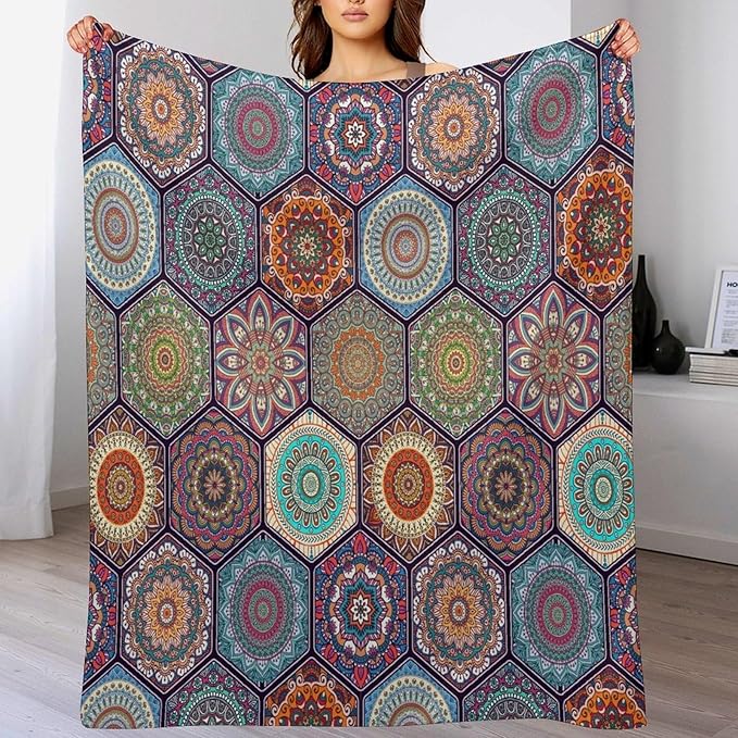 Vintage Boho Floral Throw Blanket Bohemian Flower Patterned Blanket for Sofa Bed Couch Chair Or Dorm 30"x40"
