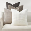Topfinel Neutral Grey Throw Pillows Covers for Couch Living Room,Boho Corduroy Striped Grey Cushion Covers Holiday 4 Packs, Nordic Cushion Case-Vintage Fluffy Large Bedroom Shams 18x18 Inch Set of 4
