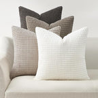 Topfinel Fall Pillow Covers Set of 4,Soft Corduroy Boho Strip Textured Neutral Grey Pillow Covers,Modern Farmhouse Cute Autumn Home Decor Gray Living Room Sofa Couch Bed 40x40 cm