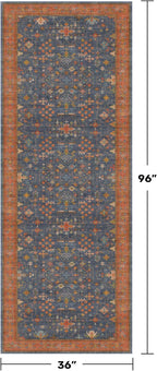 Washable 3x8 Long Runner for Wide Kitchen Floor - Navy Blue 8ft Hallway Runner Rug, Pet Friendly Waterproof Non Slip with Rubber Backing, Stain Resistant Area Rug