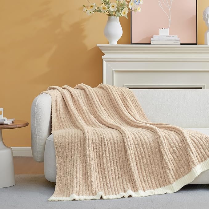Snuggle Sac Queen Size Blanket for Bed, Soft Luxurious Bedding Blankets, Large Fuzzy Plush Microfiber Blankets, Beige, 90x90 inches