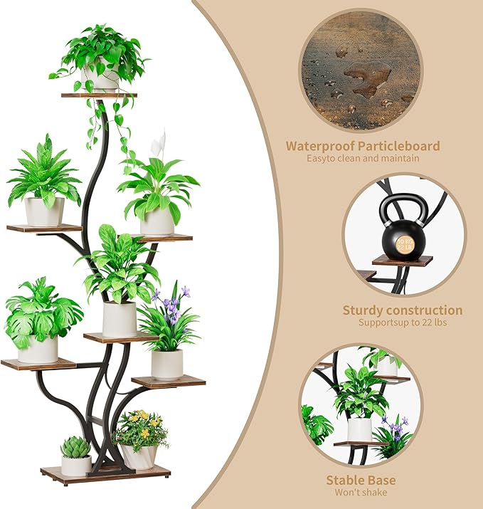 Plant Stand Indoor with Grow Lights - 59" Tall Plant Shelf Indoor, 7 Tiered Corner Plant Stands for Pots Plants Multiple, Metal Large Flower Holder Display Rack for Living Room, Home Decor Patio