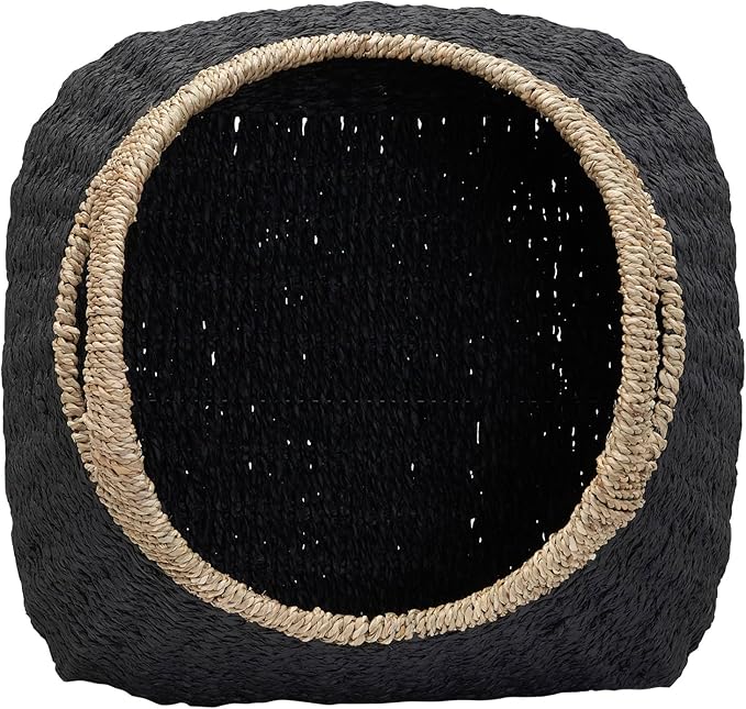Household Essentials Handled Basket, Two Tone Seagrass and Paper Rope