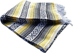 Del Mex Classic Mexican Blanket, Large Authentic Woven Falsa Throw (70"x50"), Artisan Southwest Décor for Beach, Yoga, Outdoors (Yellow)