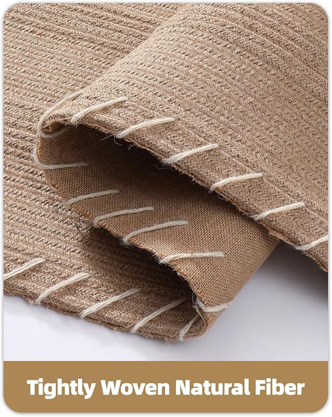 Color&GeometryHHandwoven Jute Entry Rug - Natural Textured Front Door Mat 36"x60", Non-Slip Durable & Eco-Friendly Doormat for High-Traffic Entrance, Rustic Farmhouse Welcome Mat, Jute Sand