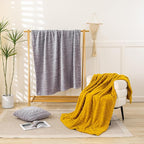 YUSOKI Sherpa Large Throw Blanket Single Layer,Light Weight(1.7lb),370GMS-3D Stylish Design for Gift Home Decor (Light Grey,50"x65")