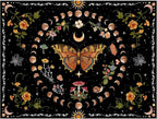 Aipon Orange Butterfly Moon Flower Tapestry Botanical Floral Plant Boho Tapestry for Bedroom Aesthetic Vintage Tapestries Wall Hanging for Living Room Dorm (68.00'' × 90.00'', Orange)