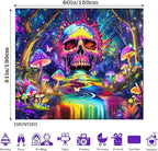 Skull Mushroom Tapestry Magical Forest Tapestries Butterfly Wall Tapestry Magic Neon River Wall Hanging Galaxy Planet Tapestries for Home Decor Aesthetic Bedroom Living Room Dorm Decor (59"x51")