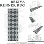 Beeiva Checkered Print Hallway Rug 2x6, Ultra Thin Kitchen Rug Runner Non Slip Washable Carpet Runners for Hallway 6ft, Modern Diamond Stain Resistant Floor Carpet for Bathroom Bedroom Entryway
