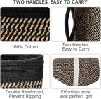 3-Pack Storage Baskets for Organizing | Woven Shelf Toy Basket | Rope Baskets for Gifts Empty | Closet Organizer Bins with Handles | Cube Decorative Box | 13.7×7.1×6.7” | Black Brown