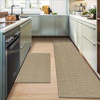 Artoid Mode Washable Non Slip Kitchen Rugs and Mats Set of 2, Rubber Backing Absorbent Kitchen Mats for Floor Front of Sink - 24x35 and 24x60 Inch