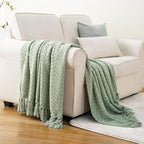 BATTILO HOME Sage Green Throw Blanket for Couch, Knit Sage Throw Blanket Versatile for Couch, Super Soft Warm Spring Blanket for Bed Sofa, 50"x60"