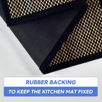 Artoid Mode Washable Non-Skid Kitchen Rugs and Mats Set of 2, Rubber Backing Home Decor Kitchen Mats for Floor Front of Sink Black - 17x29 and 17x47 Inch