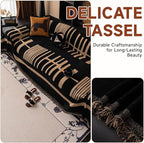 VClife Modern Couch Cover Washable Soft Couch Covers for 2 Cushion Couch Sofa, 1 PC Thick Soft Khaki Black Jacquard Sofa Cover for Sectional Couch (71"x118")