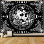 Aipon Black and White Skeleton Tapestry Bedroom Skull Mushroom Tapestries Hippie Nature Plants Floral Flower Aesthetic Tapestry Wall Hanging for Living Room Dorm (Black, 60'' × 44'')