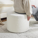Bezseller Soft Boucle Pouf Ottoman, Comfortable Foot Rest, Full Foam Filling Footstool for Living Room, Bedroom, Lightweight Comfort and Charm Floor Poof Seating Perfect to Rest Your Feet, Beige