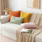 MIULEE Spring Decorative Lumbar Throw Pillow Covers for Couch Bed Livingroom 12x20 Inch Set of 2 Pink Boho Accent Throw Pllows Broadside Striped Patchwork Soft Corduroy Pillowcases Valentine Decor