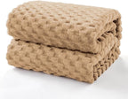 EXQ Home King Size Blanket for Bed or Couch - 3D Imitation Turtle Shell Jacquard Decorative Fleece Blankets - Cozy Soft Lightweight Fuzzy Flannel Blanket Suitable for All Seasons(90"×108",Brown)