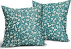 Teal Pillow Covers 24x24 Set of 2 Vintage Floral Rustic Old Style Cute Flower Print Decorative Outdoor Pillowcases Seasonal Farmhouse Throw Cushion Case Decor for Couch Sofa Bed