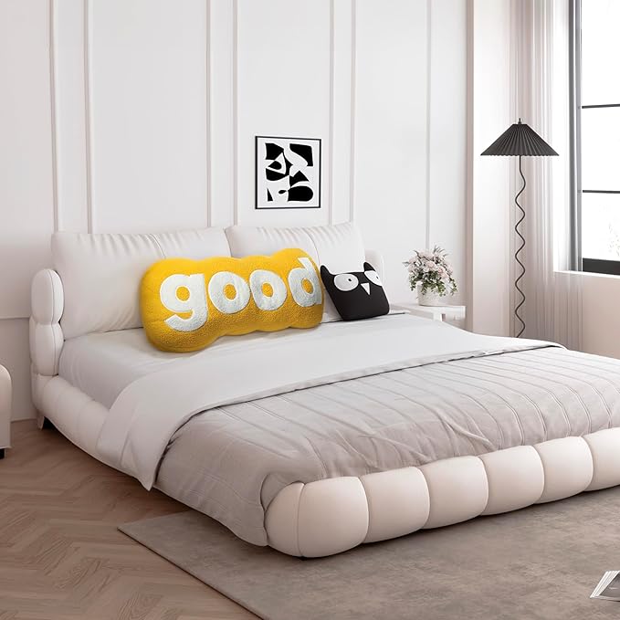 Johnear Headboard Pillow Yellow Plush Reading Pillow Back Support Pillows for Bed Sitting Up Adult Daybed Sofa College Dorm Bed Headboard Backrest Cushion Throw Body Bolster Twin