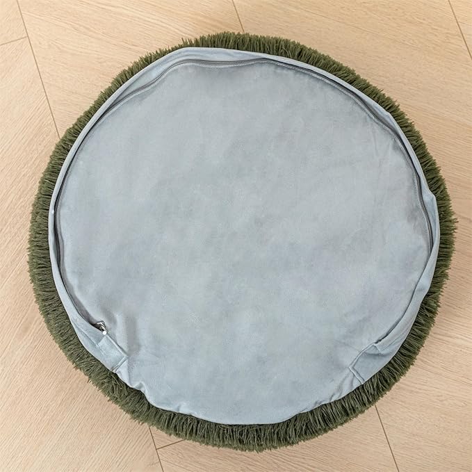 Asuprui Soft Floor Pillow Large Floor Cushion for Sitting Fur Meditation Pillow Premium Yoga Pillow for Living Room Bedroom Balcony Outdoor (Dark Green Floor Pillow with Insert)