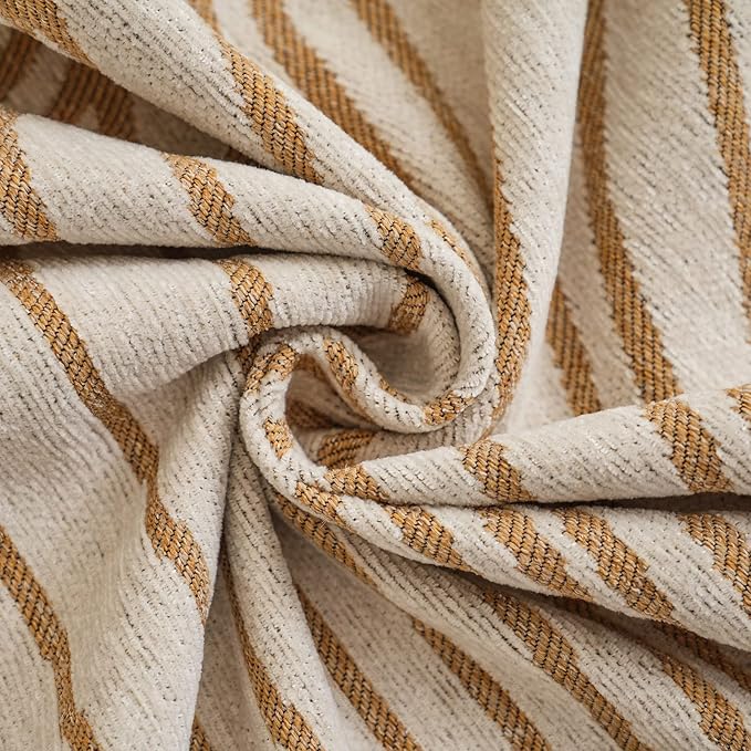 VClife Large Sofa Cover Chenille Couch Cover for 2 Cushion Couch Sofa, Modern Beige Khaki Striped Couch Covers for Kids Washable Sectional Sofa Protector with Tassel 71"X118"