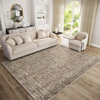 Washable Area Rugs 5'x7' Non-Slip Vintage Boho Distressed Fade Resistant Low Pile Carpet for High-Traffic Living Room, Bedroom & Dining Room