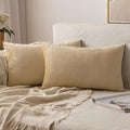 MIULEE Velvet Throw Pillow Covers 12x20 Inch, Pack of 2 - Beige, Soft Solid Lumbar Decorative Pillow Covers Modern Luxury Home Decor for Spring Couch Sofa Bedroom Livingroom