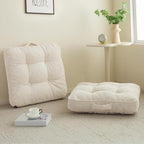 HIGOGOGO Floor Pillow Cushion for Adults, Meditation Cushion Pillow, Large Square Floor Sitting, Tufted Corduroy Cover, for Tatami Living Room or Yoga, 22x22 Inch, 2Pack, Beige