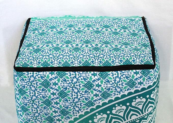 CRAFT KALA Mandala Meditation Floor Pillows Square Pillow Cover Seating Hippie Decorative Adults Bohemian Floor Cushion Cover Outdoor Living Room Throw Ottoman Poufs Cover 16X16X14 inches, Green Ombre