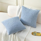 FUTEI Light Blue Throw Pillow Covers 20x20 Inch Set of 2,Furry Faux Fur Teddy Boucle Textured Cushion Covers,Soft Fluffy Decorative Pillow Case,Home Decor for Couch Bed Living Room Office Car
