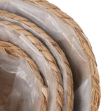 Set of 4 Seagrass Planter Basket, 6" 7" 9" 10" Hand Woven Plant Basket with Waterproof Plastic Liner, Round Natural Flower Pot for Indoor Outdoor Modern Home Decoration, Brown