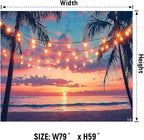 AOHMPT Ocean Sunset Tapestry, Beach Evening Sunset Tapestry, Natural Beach Palm Tree Landscape Poster, Seaside Landscape Wall Hanging for Bedroom, Dorm Room and Living Room Wall Decor 79" L x 59" W