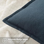 MIULEE Decorative Linen Euro Sham Pillow Covers 24x24 Navy Blue Boho Farmhouse Neutral Couch Throw Pillows for Bed Pack of 2 Accent Coastal Modern Pillowcase Summer Sofa Livingroom Home Decor