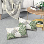 Sage Green White Grey Gray Pillow Covers 12X20 Inch Set of 2, Spring Modern Dahlia Floral Print Decorative Rectangle Throw Pillow Covers Outdoor Farmhouse Cushion Case for Couch Sofa Bed Decor
