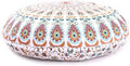 Large 32" Pink Manadala Round Pillow Cover, Decorative Mandala Pillow Sham, Indian Bohemian Ottoman Poufs, Pom Pom Pillow Cases, Outdoor Cushion Cover,