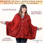 Boho Chic Wearable Blanket -No Sleeves Drape&Go- Poncho Blanket Wrap Shawl - Gifts for Grandma and Mom