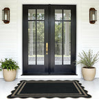 Modern Easy Jute 3x5 Outdoor Patio Rug, Black Washable Rugs for Entryway Indoor Kitchen Rugs, Farmhouse Neutral Non Slip Carpet for Living Room Backyard