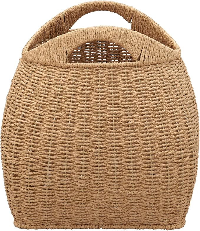 Household Essentials Paper Rope Basket with Handles, Natural
