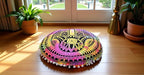 CRAFT KALA Boho Large Floor Pillow Pouf Cover Mandala Meditation Room Pillow Cover for Adults Round Bohemian Seating Pouf Cushion Cover for Kids Playroom 22" Multi Hamsa