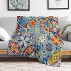 Boho Floral Throw Blanket Colorful Bohemian Mandala Blanket for Sofa Bed Couch Chair Or Dorm 70"x80"